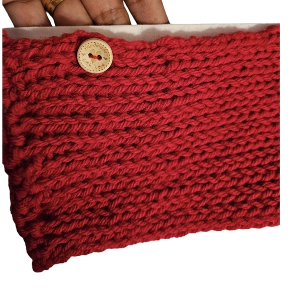 Handcrafted Crochet Crossbody Bag White and Red Upcycled - Picture 7 of 17